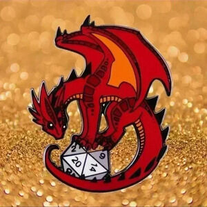 Dungeons and Dragons Red Dragon and Dye Enamel Pin